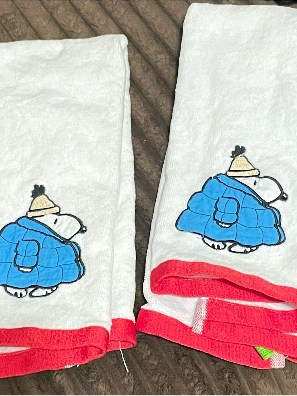 Snoopy hand towels and Red Trim